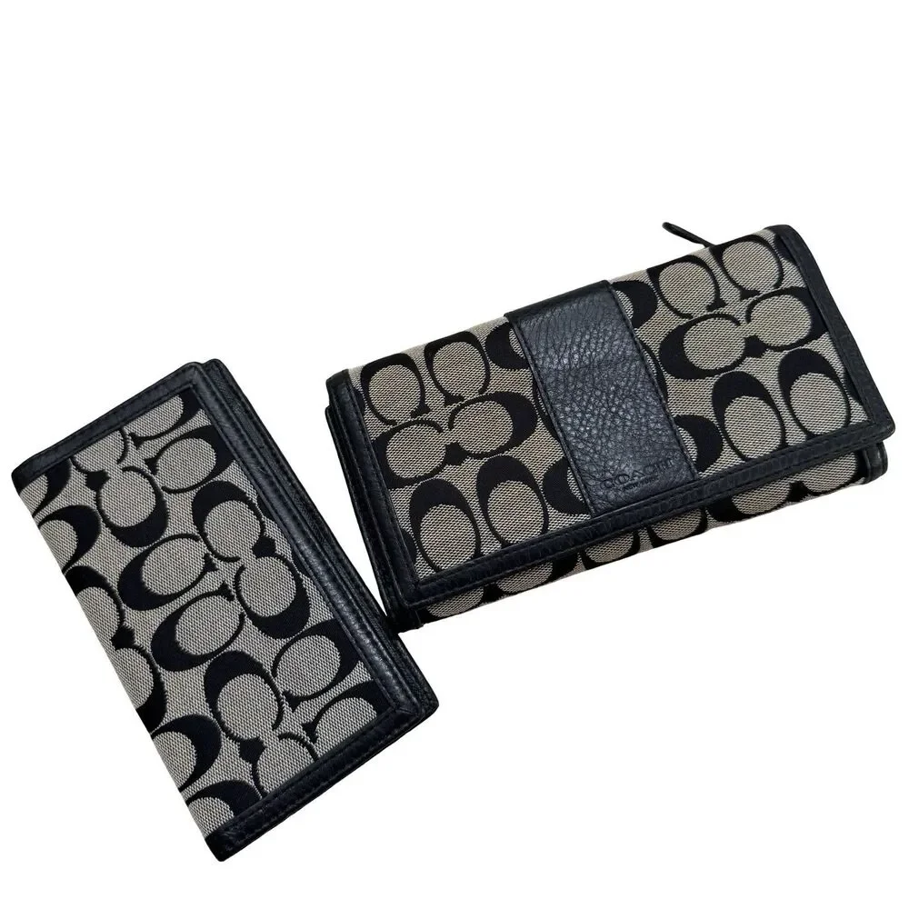 Coach Womens 2 Piece Set Card Wallet Check Wallet